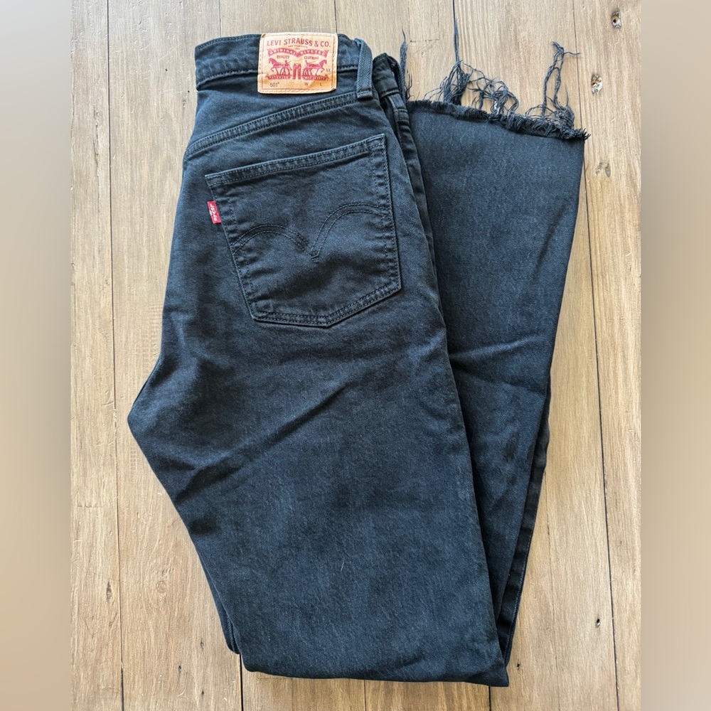 True Black Straight Leg Levi Jeans